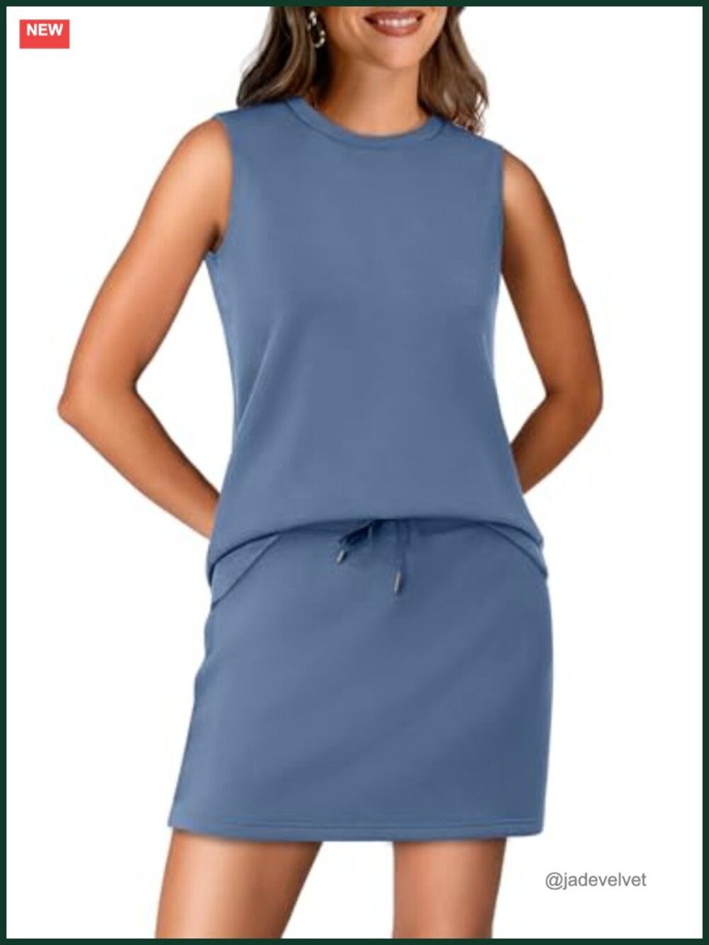 Women's 2-Piece Tennis Skirt Set Crewneck Top Lounge Outfit Activewear
